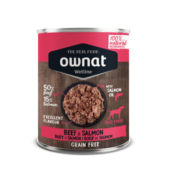 OWNAT WETLINE BEEF AND SALMON (DOG) 395g BANDEJA 12 UDS