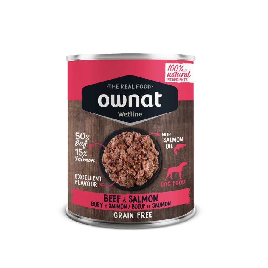 OWNAT WETLINE BEEF AND SALMON (DOG) 395g BANDEJA 12 UDS