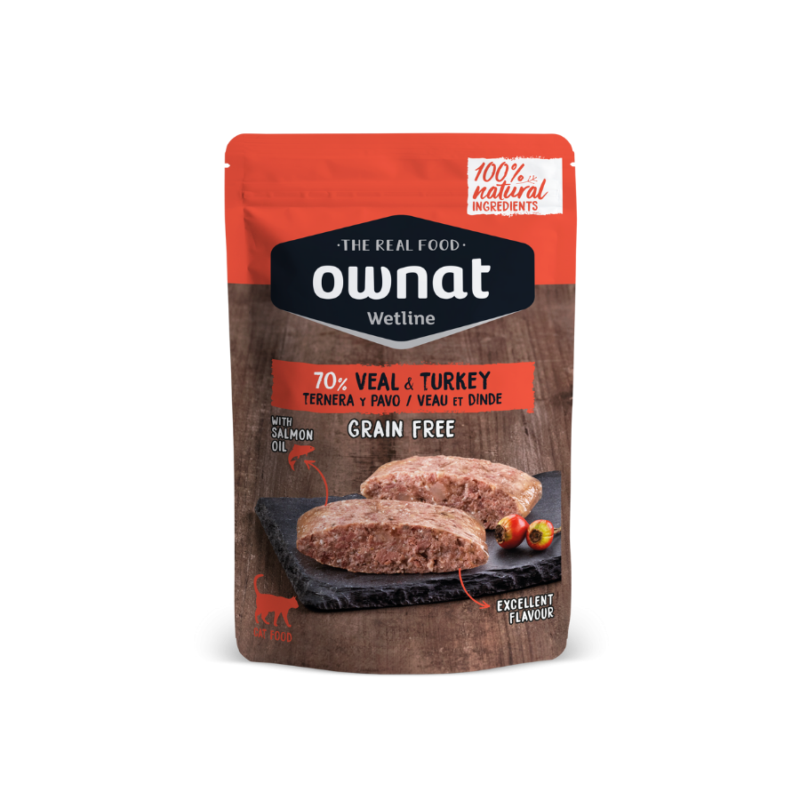 OWNAT WETLINE Veal & Turkey (CAT)  85g BANDEJA DE 12 UNIDADES